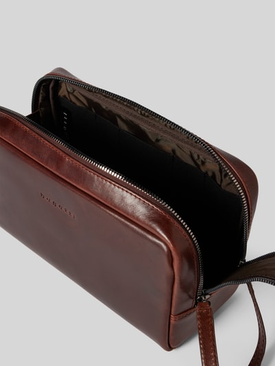 bugatti Lederkulturtasche mit Label-Prägung Modell 'Romano' Dunkelbraun 4