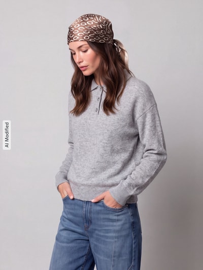 Jake*s Casual Regular Fit Pullover aus reinem Kaschmir Silber Melange 4