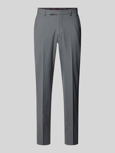Produktfoto, grijze heren pantalon met persplooien model 'Totti' van CINQUE, slim fit, materiaalmix met scheerwol, bandwijdte 46 cm, binnenbeenlengte 82 cm