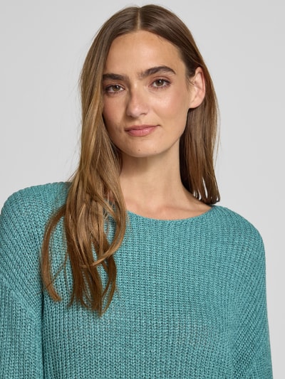 Christian Berg Woman Gebreide pullover met extra brede schouders Aquablauw - 3