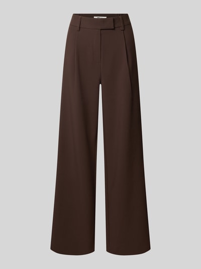 Produktfoto, Wide Leg Anzughose mit Viskose-Anteil Modell 'LINDA' von ONLY in Dunkelbraun mit glatter Textur, Damen Anzughose von ONLY