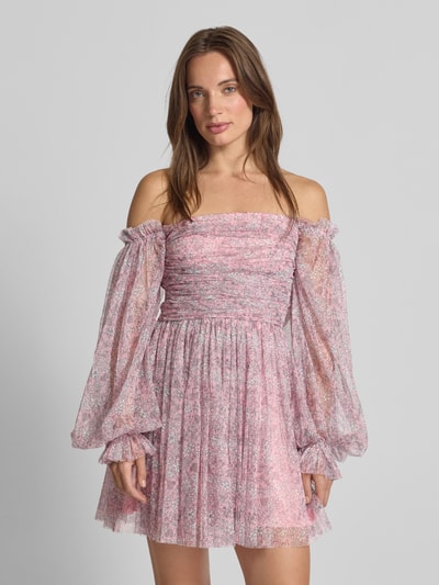 LACE & BEADS Cocktailkleid im Off-Shoulder-Look mit Taillenband Rosa 4