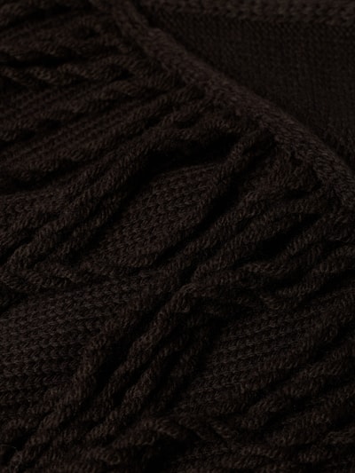 Produktfoto, Schal aus Woll-Mix mit Kordelabschlüsse von monari, unifarben, dreieckige Passform, grobe Strickstruktur, weiche Textur