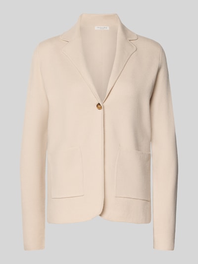 Produktfoto, Regular Fit Strickjacke aus Viskose-Mix mit Reverskragen von Christian Berg Woman, beige, Knopfverschluss, Eingrifftaschen, strukturierte Oberfläche