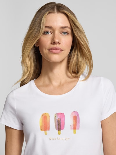 MORE & MORE T-Shirt mit Motiv-Print und Rundhalsausschnitt Weiss 3