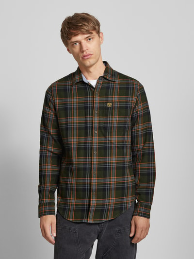 Superdry Slim fit vrijetijdsoverhemd met labelpatch, model 'Lumberjack' Olijfgroen - 4