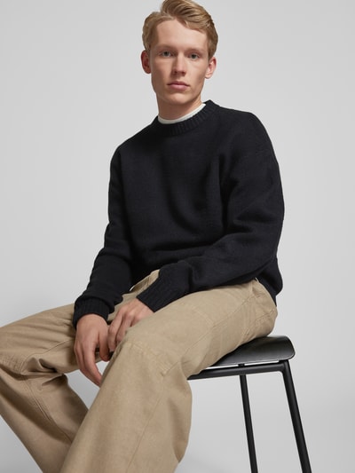 Jack & Jones Sweter z dzianiny z okrągłym dekoltem model ‘OLLIE’ Czarny 3