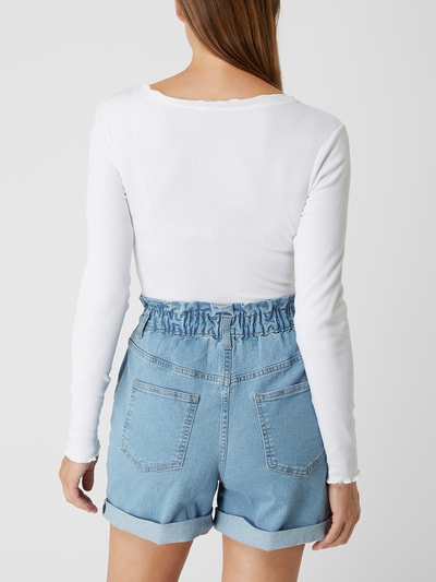 Only Cropped Longsleeve mit Muschelsaum Modell 'Laila' Offwhite 5