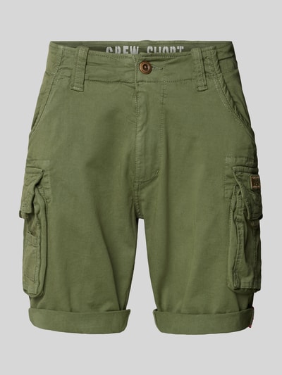 Alpha Industries Szorty cargo o kroju regular fit z wyhaftowanym logo model ‘CREW SHORT’ Zielony 2