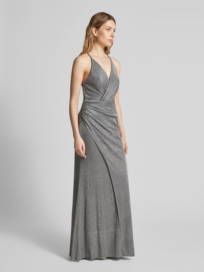 Luxuar Abendkleid mit Raffungen Silber 1