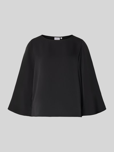 Produktfoto, Blusenshirt mit Rundhalsausschnitt von comma w czarnym kolorze, luźny krój, materiał z domieszką stretchu, długość tyłu 59 cm, długość rękawa 52 cm