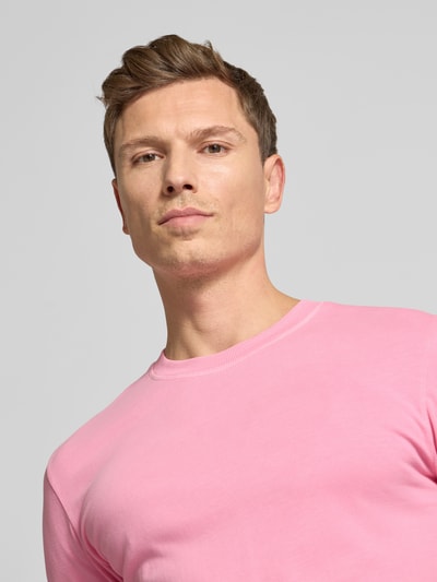 Drykorn T-shirt met geribde ronde hals Felroze - 3