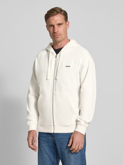 HUGO Relaxed Fit Sweatjacke aus reiner Baumwolle Modell 'DAPOZIP' Weiss 4