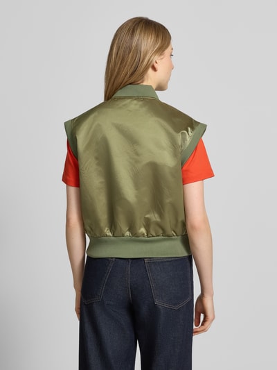 Original Bombers Weste mit Reißverschluss und Label-Detail Oliv 5
