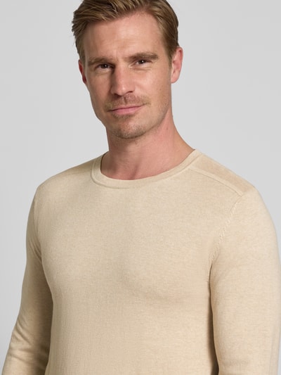 SELECTED HOMME Sweter z dzianiny o kroju regular fit z czystej bawełny model ‘BERG’ Écru 3