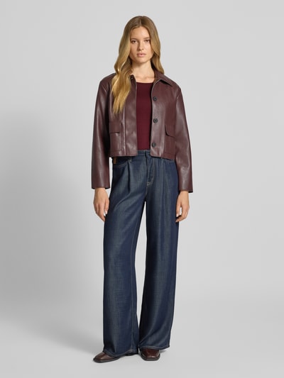 FREE/QUENT Shirt met lange mouwen en ronde hals, model 'Liana' Bordeaux - 1