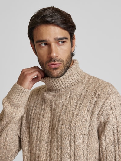 Jack & Jones Premium Sweter z dzianiny z golfem model ‘BLATRENT’ Beżowy 3