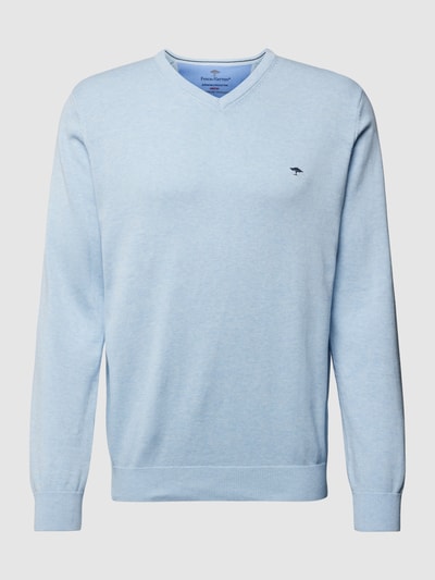 Fynch-Hatton Pullover mit V-Ausschnitt Hellblau Melange 2