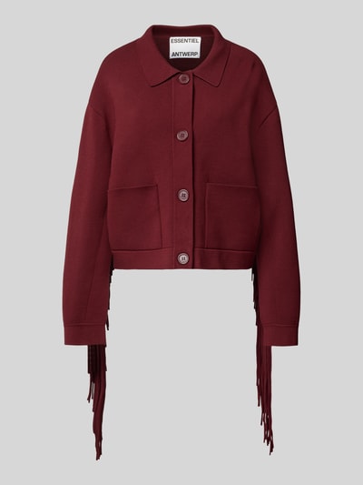 Essentiel Antwerp Kardigan o pudełkowym kroju z mieszanki wiskozy model ‘ISTERN’ Bordowy 2