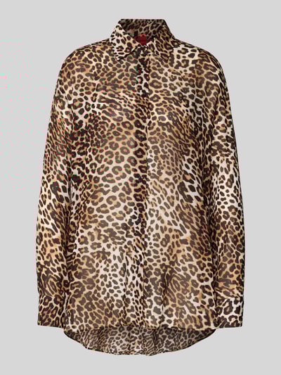 HUGO Bluzka o kroju relaxed fit z czystej wiskozy Jasnobrązowy 2