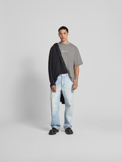 MAISON KITSUNÉ Oversized T-Shirt aus Baumwolle Hellgrau 1