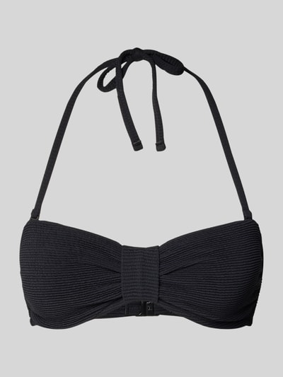 Produktfoto, Bikini-Oberteil in Bandeau-Form mit Strukturmuster von Jake*s Casual, in Schwarz, Material-Mix mit Stretch-Anteil, körpernahe Passform