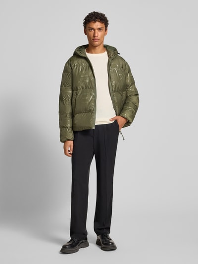 EA7 Emporio Armani Regular fit gewatteerd jack met all-over logoprint, model 'MOUNTAIN' Leem - 1