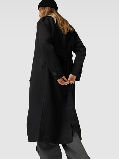 Only Trenchcoat met strikceintuur, model 'LINE' Zwart - 3