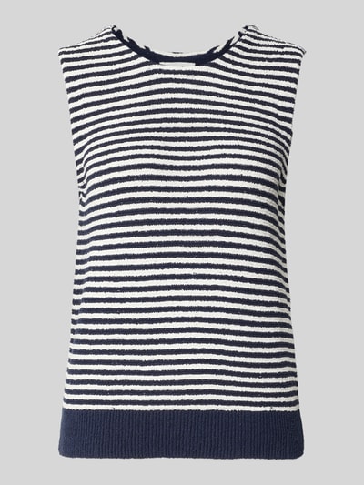 Produktfoto, Frise Yarn Frottee Ringel-Top von Christian Berg Woman, Frottee, Regular-Fit, Streifenmuster, Rundhalsausschnitt, Rückenlänge 56 cm, navy-weiß