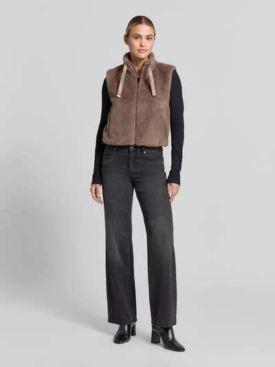 monari Regular fit bodywarmer van imitatiebont Taupe - 1