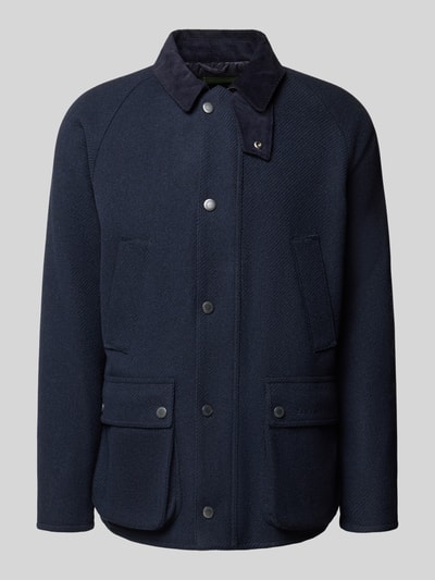 Barbour Regular fit wollen jack met corduroy, model 'BEDALE' Marineblauw - 2