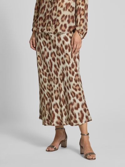Luisa Cerano Maxirock aus Viskose mit Animal-Print Camel 4