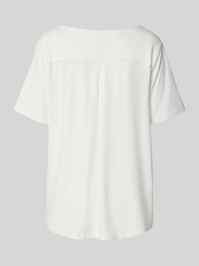 CCDK Copenhagen Góra od piżamy z prążkowanym, okrągłym dekoltem model ‘Bea’ Złamany biały 3