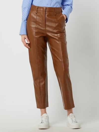 Luisa Cerano Broek in leerlook  Cognac - 4