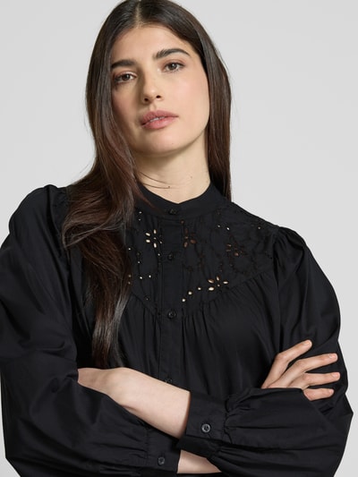 Emily Van den Bergh Relaxed Fit Bluse mit Lochmuster BLACK 3