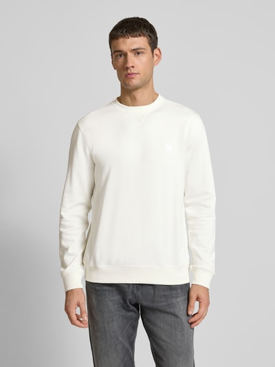 BOSS Orange Sweatshirt met labelstitching, model 'Westart' Offwhite - 4