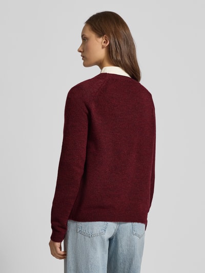 Pieces Regular fit coltrui met raglanmouwen, model 'JULIANA' Donkerrood - 5