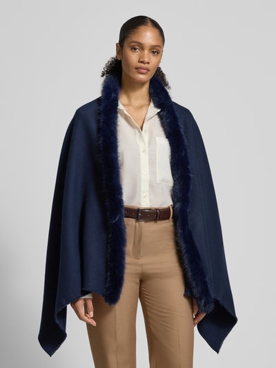 Fraas Ponczo z obszyciem z imitacji futra Ciemnoniebieski 4