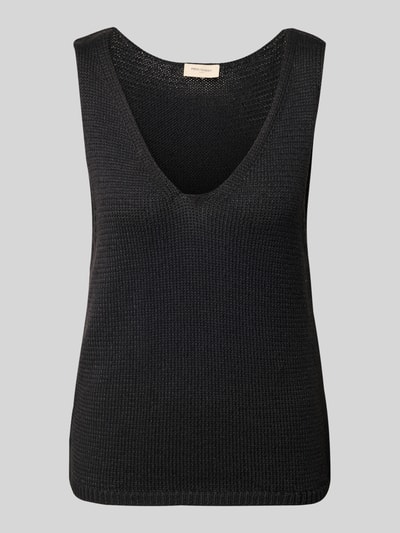 FREE/QUENT Top z dzianiny z dekoltem w serek model ‘Grscaliva’ Czarny 2