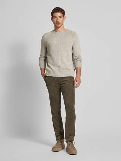 CK Calvin Klein Gebreide pullover van wol met deelnaden, model 'LUXURY' Lichtgrijs gemêleerd - 1