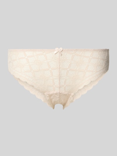 Produktfoto, Slip mit Spitzenbesatz und Schleife von Jake*s Casual in Creme mit feiner Musterung und zarter Schleife auf hellem Hintergrund