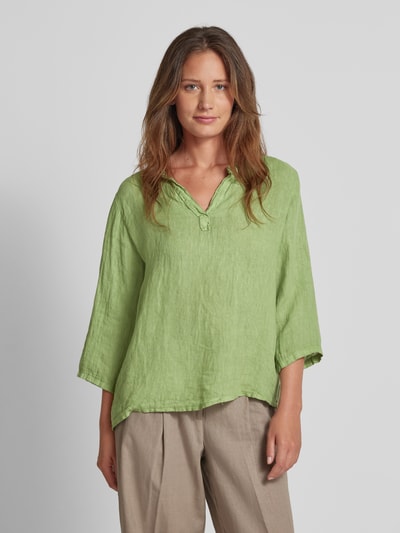 ZABAIONE Blouse van linnen met 3/4-mouwen, model 'LUCIA' Lichtgroen - 4