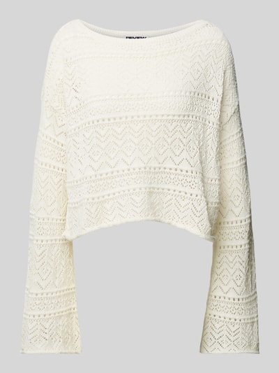 Review Strickpullover mit Lochmuster Offwhite 1