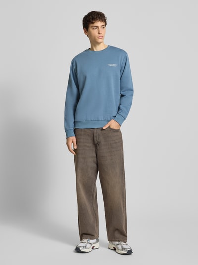 Jack & Jones Sweatshirt met labelprint Jeansblauw - 1