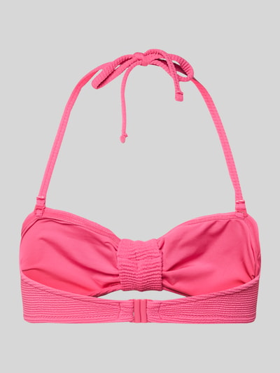 Produktfoto, Bikini-Oberteil in Bandeau-Form mit Strukturmuster von Jake*s Casual in Pink, Material-Mix mit Stretch-Anteil, körpernahe Passform