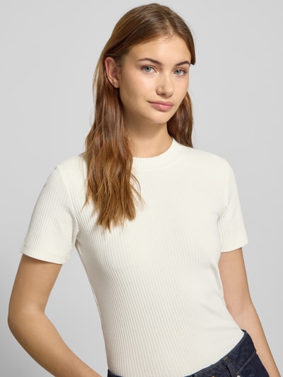 Marc O'Polo Denim T-Shirt mit Ripp-Optik Weiss 3