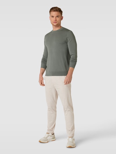 Profuomo Gebreide pullover met ronde hals Groen - 1