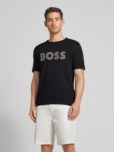 BOSS Green T-shirt met labelprint Zwart - 4