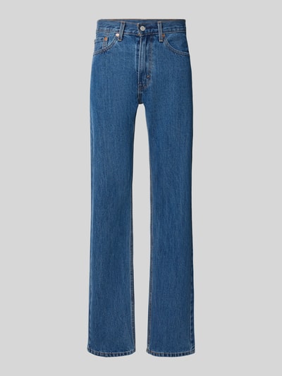 Produktfoto, blaue Straight Fit Jeans aus reiner Baumwolle Modell '505™' von Levi's®, mittlere Waschung, klare Linien, glatte Struktur, Herren Straight Fit Jeans von Levi's®