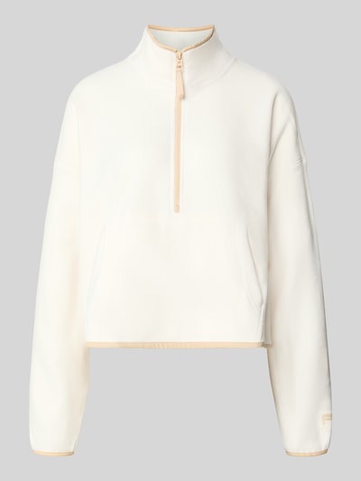 Produktfoto, Relaxed Fit Pullover Troyer-Kragen Modell 'Polar' od Fabletics, kurtka z polaru, długi rękaw, Kieszeń kangurka, kremowy, gładka faktura